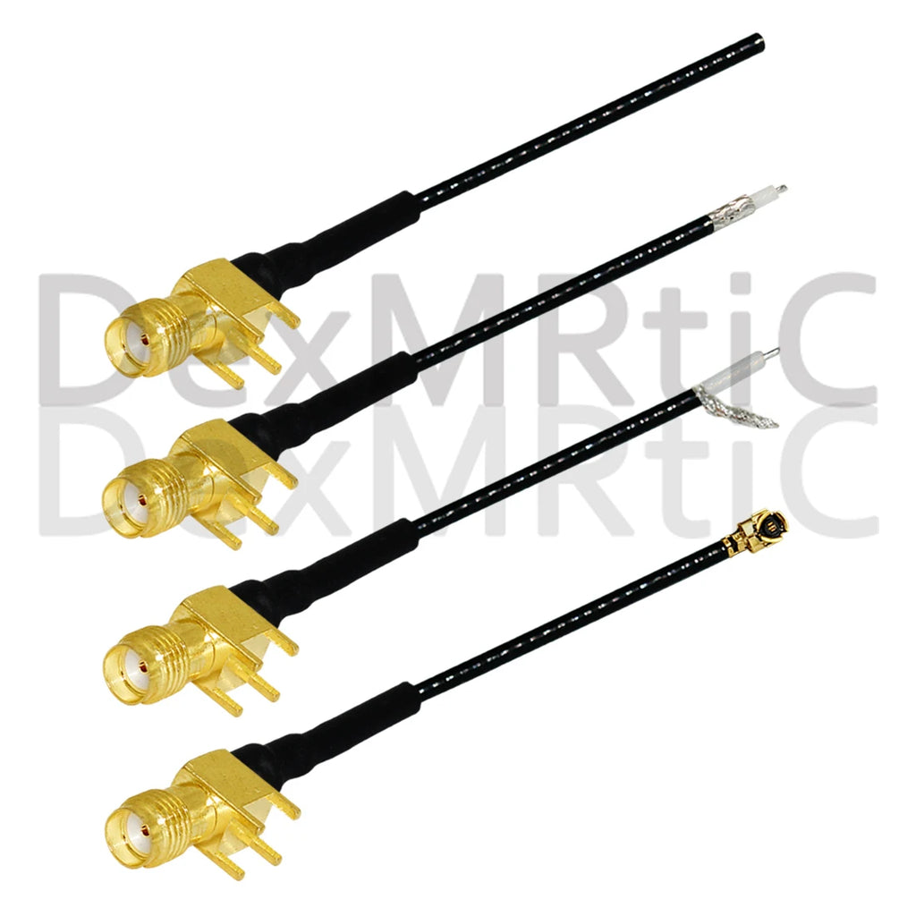 1PC SMA Female Jack Right Angle PCB Connector 1.13mm Cable Other End UFL/ No Connector/Exposed/Fork Soldering 15cm Customized
