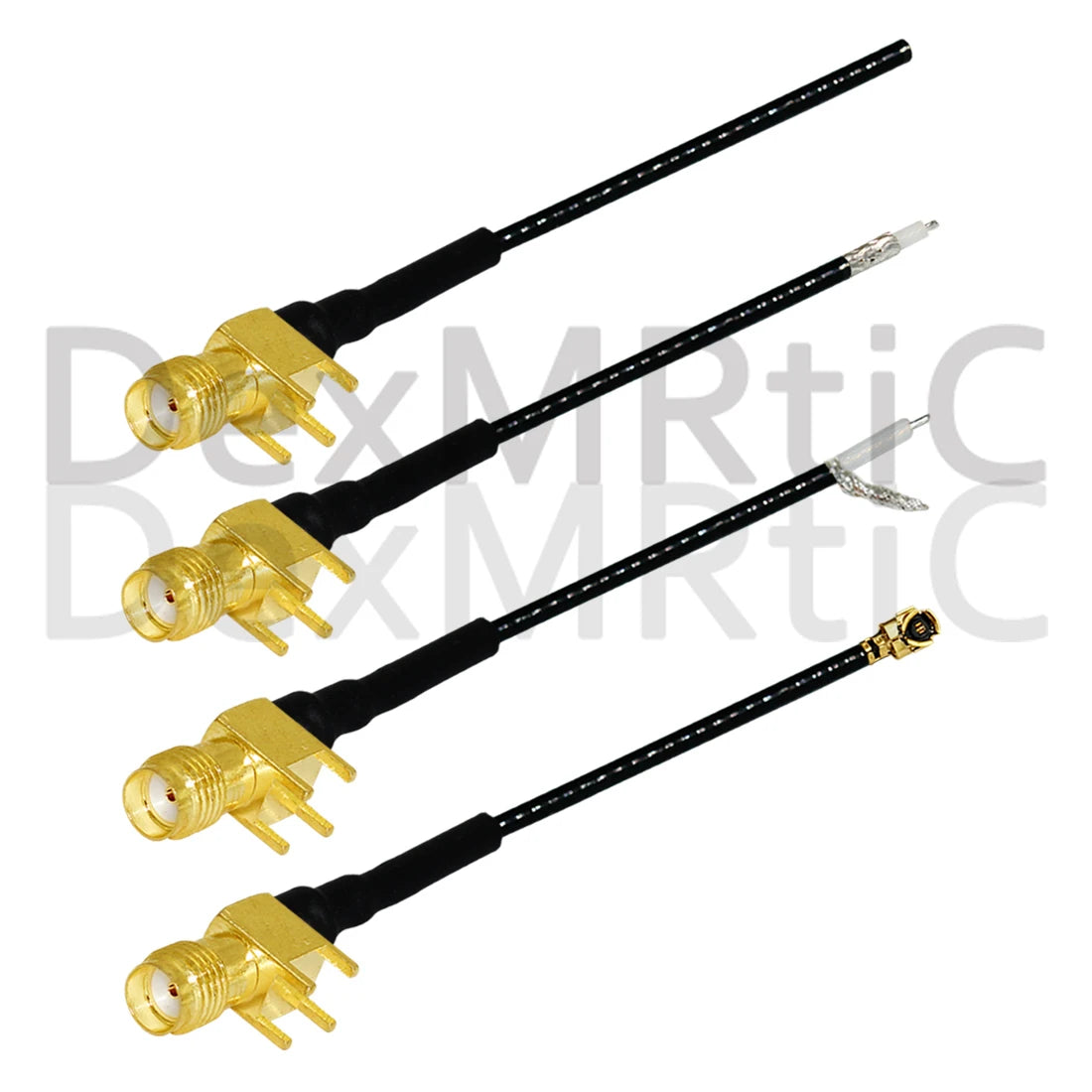 1PC SMA Female Jack Right Angle PCB Connector 1.13mm Cable Other End UFL/ No Connector/Exposed/Fork Soldering 15cm Customized