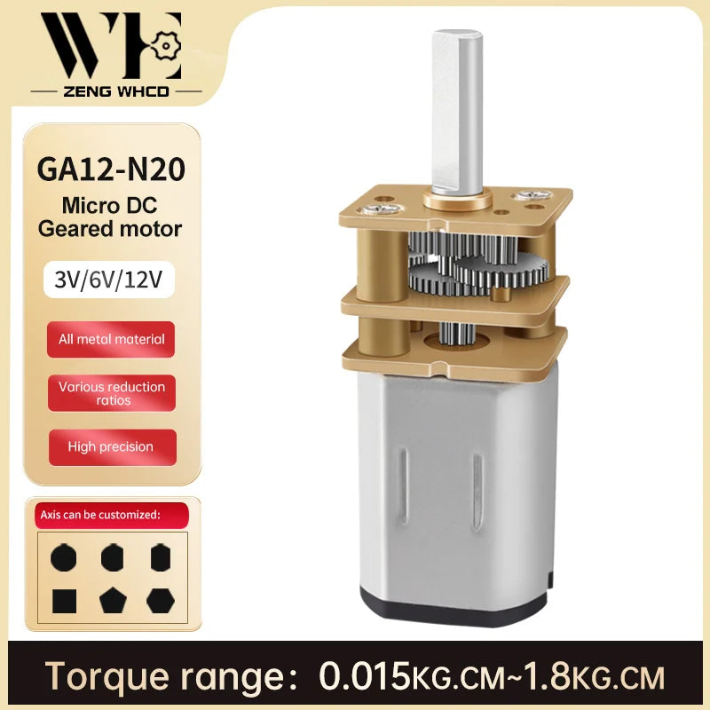 GA12-N20 Gear Motor With 3MM Shaft Brand New Precision DC 3V/6V Micro Gear Motor Low Speed Motor 10MM Length.