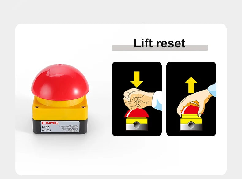 ENMG Big Mushroom Button Switch EFAK IP65 Foot Pedal Hand Tap Self-Resetting Waterproof Dustproof Emergency Stop Switch Locking