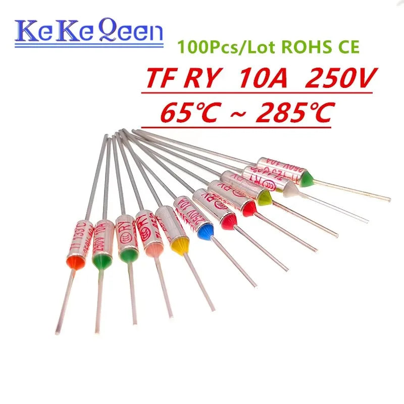 10PCS TF RY- (65C~100C~125C~184C/185C~285C Degree) 250V 10A Metal Shell Temperature Fuse for Electric Cooker Pressure Cooker