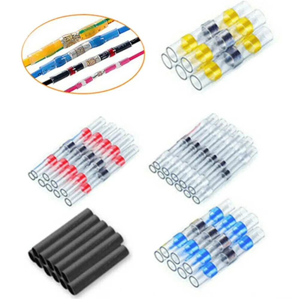300pcs-800pcs Solder Sealed Wire Connectors Heat Shrink Solder Butt Connectors Solder Connector Kit Automotive Marine Insulation