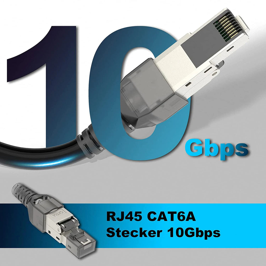 ZoeRax RJ45 CAT8 Cat7 CAT6A Connector Tool-Free, Toolless RJ45 Termination Plug Reusable Shielded for Ethernet Cables 10Gbps POE