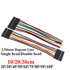 10PCS 2.54mm Dupont Line 2/3/4/5/6/7/8/9/10Pin Female Connector with Wire 10cm 20cm 30cm Single/Double Head Jumper Cable For PCB