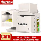 AMPCOM CAT6 Keystone Jack Snap-in RJ45 Punch-Down Cat.6 Keystone Module Adapter |UTP|Compatible with CAT6