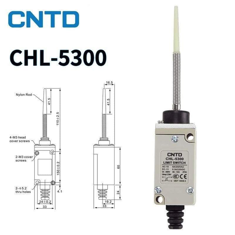 CNTD Vertical Travel Limit Switch 10A 250V CHL‑5000 CHL‑5030 CHL‑5050 CHL‑5200 CHL‑5220 CHL‑5300 Micro Switch IP65 Waterproof