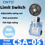 CNTD CSA-051 Adjustable Swing Rod Plastic Roller Limit Switch IP66 Waterproof 1NO 1NC 10A 250V Industrial Position Switch M18