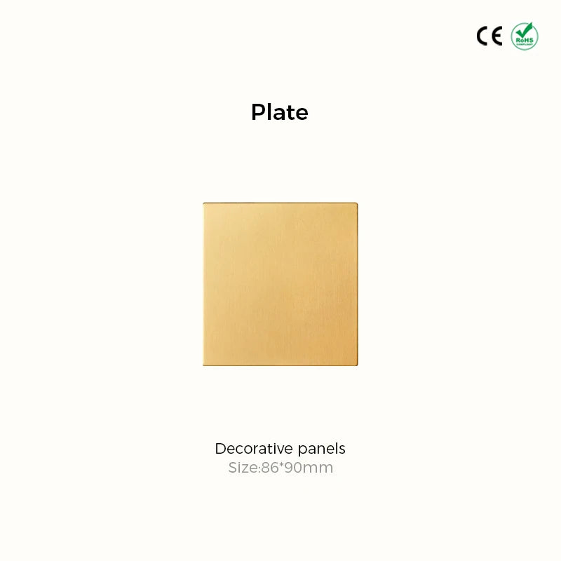 Avoir Metal Panel Toggle Switch 2 Way Gold Copper Lever Wall Power Socket European Plug Usb Type C Charging Port Lighting Dimmer