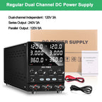 NICE-POWER 120V 3A Lab DC Power Supply 0-240V 0-6A Dual Channel Bench Power Source 12V 24V 10A 20A Power Supply Series Parallel