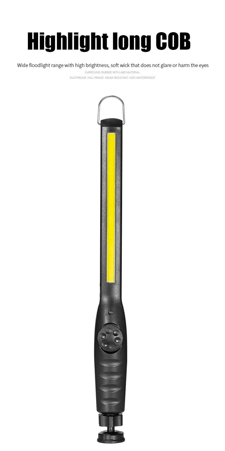 Portable COB Work Lights With Magnetic Rechargeable LED Flashlight Portable Stepless Dimming Emergency Car Repair Lamps