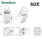 Selector Switch 22mm 2NO/1NO1NC 2/3 Position Self Locking Momentary Button Start Stop Waterproof Push Button Rotary Switch 10A
