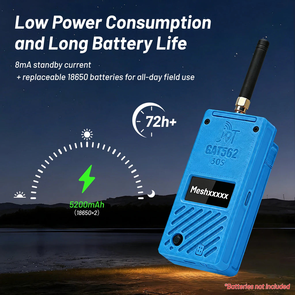 GAT562 30s 30dBm High Power SX1262 GPS Mesh LoRa Radio Compatible Meshcore or Meshtastic Wireless Tracker Node