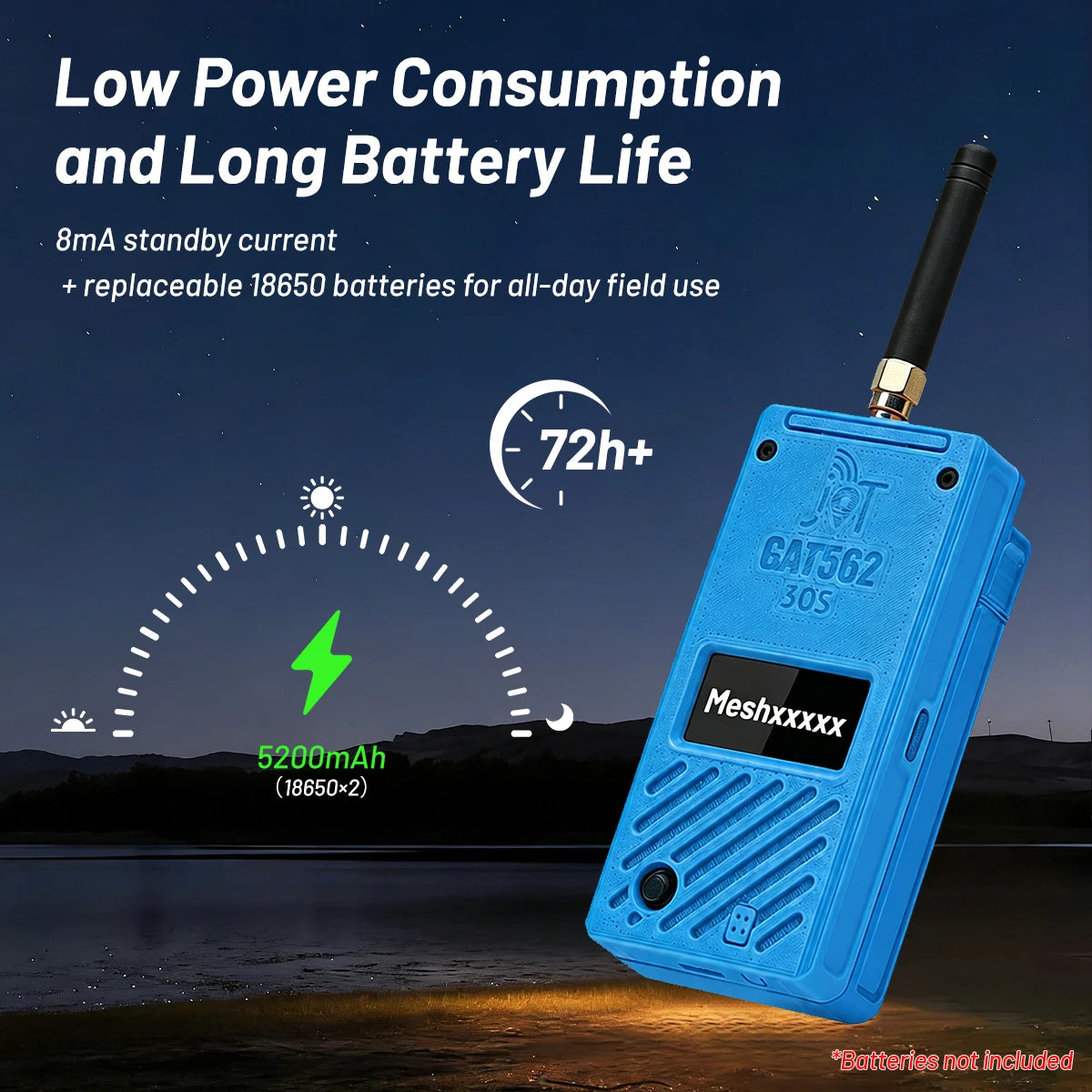 GAT562 30s 30dBm High Power SX1262 GPS Mesh LoRa Radio Compatible Meshcore or Meshtastic Wireless Tracker Node