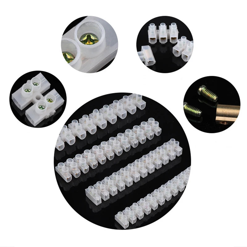 12 Position Terminal Connector Nylon Plastic Electric Terminal Block Dual Connector Strips 5/10/20/30A Electric Barrier Strip