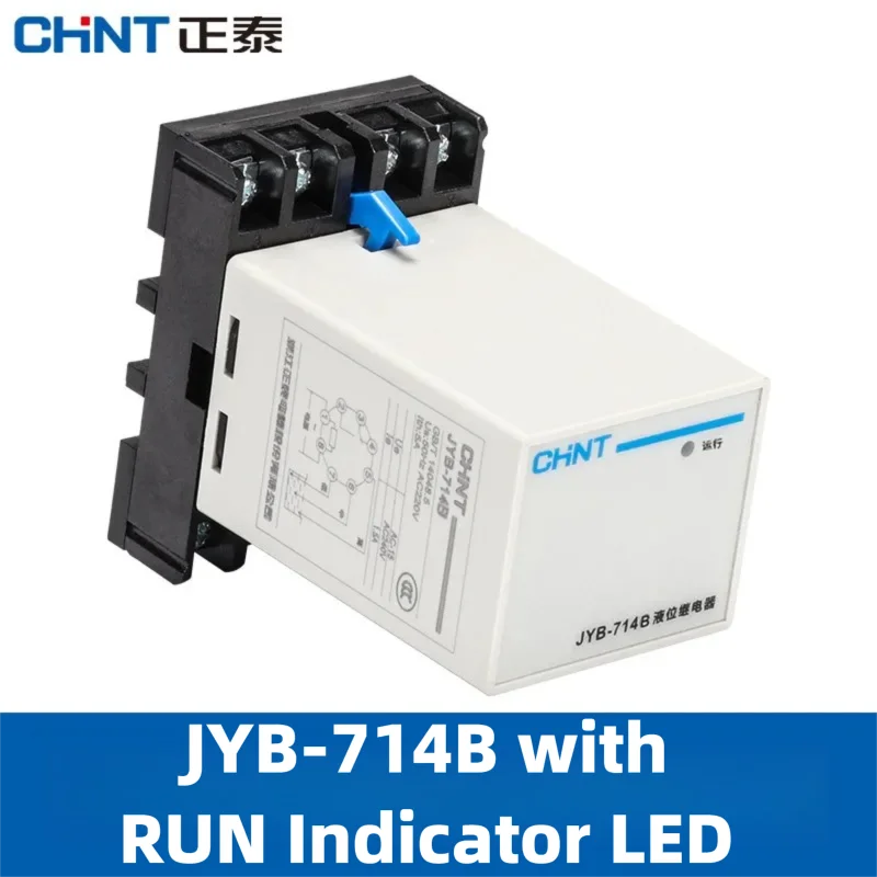 CHINT Liquid Level Relay JYB-714/714B/714C AC220/380V Water Level Controller with PUMP/DRAIN/RUN LED Panel and DIN Rail Mount