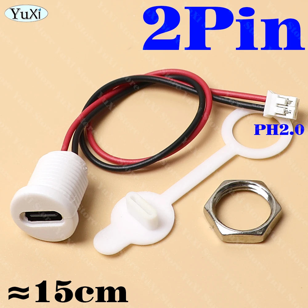 1–20pcs USB-C Type-C Waterproof Connector With Nut Locking Panel Mounting TPC Fast Charging Port Jack Socket 2/4/5/6 Pin PH 2.0