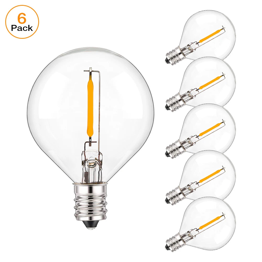 G40 LED String Light Replacement Bulbs E12 220V 110V Globe Light Bulb Warm White 2200K 10W Equivalent Indoor Outdoor Decor