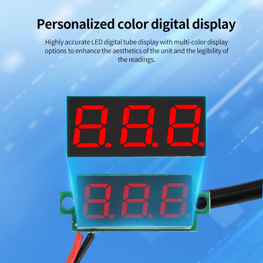 DC4-28V 0.28-inch Mini Two-Line Digital Thermometer Tester LED Display DS18B20 Waterproof Metal Probe -50 ℃~125 ℃