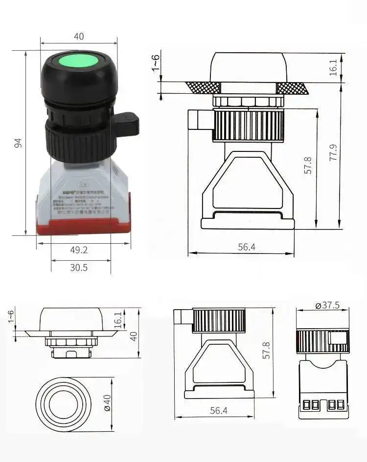 30mm Explosion-proof Push Button Switch AC220V Momentary/Reset Waterproof Control Red/Yellow/Green For Distribution Box
