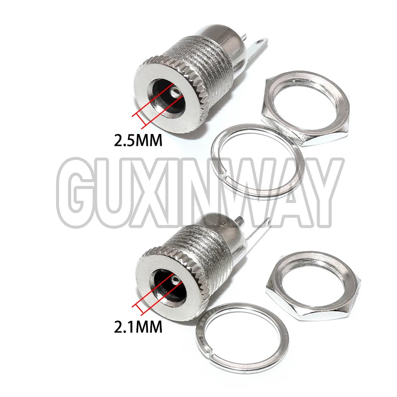 5PCS DC099 5.5 mm x 2.1mm DC Power Jack Socket Female Panel Mount Connector Metal DC-099 Open Hole 11MM 5.5*2.1 5.5*2.5