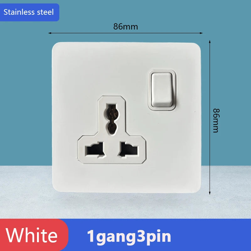 Toggle switch White stainless steel panel retro wall lamp switch AC110-250V 1 2 3 4 Gang 2 Way16A Universal wall light switch