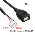 USB to 4P xh2.54 cable USB to 4P MX1.25 USB to PH2.0 Cable USB to Dupont 4 pin Cable 30cm