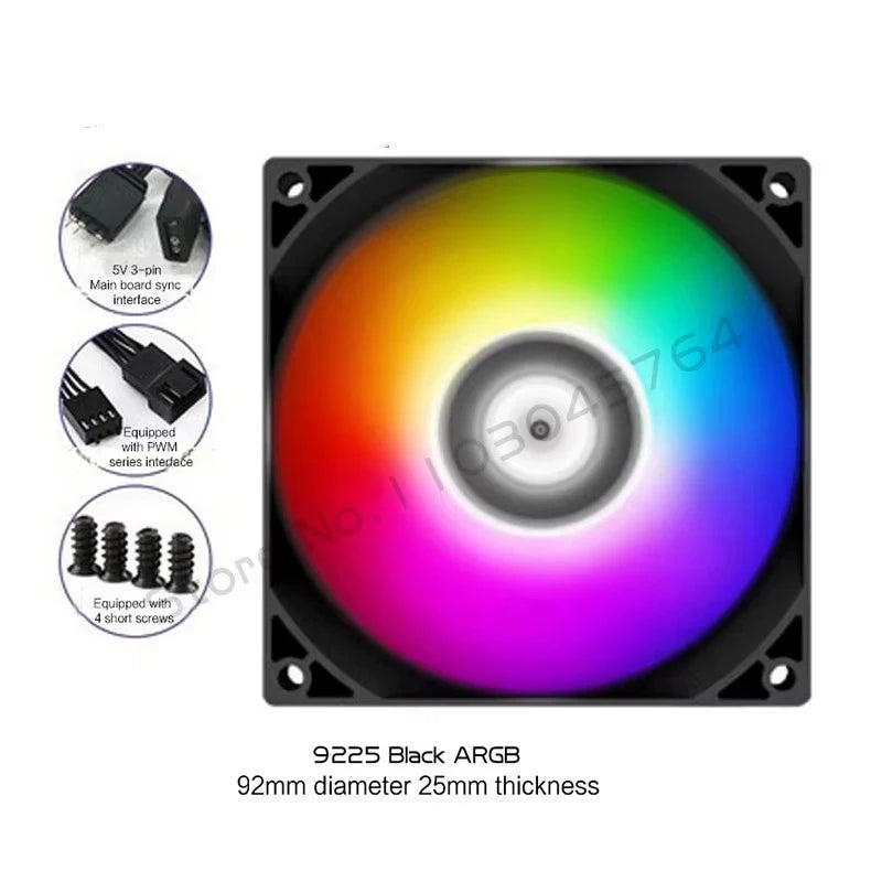 PC Cabinet RGB Fan 9cm Ultra-Thin 9215 9225 15mm 25mm Slim ITX Case Cooler Fans 5V 3Pin ARGB+ 4Pin PWM Control Black White