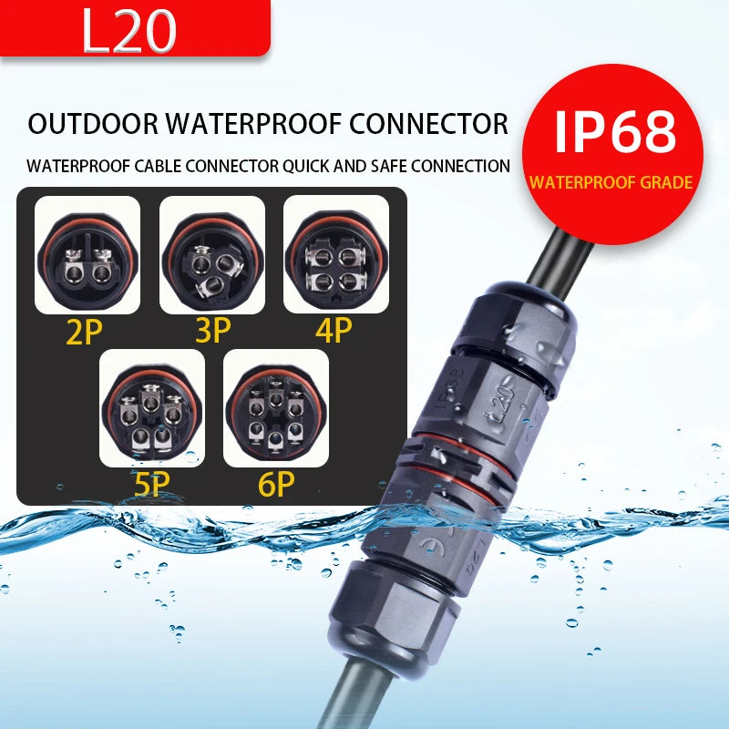 IP68 Waterproof Connector Outdoor LED Lighting Sealed Connector  Assembly Type Wire And Cable Quick Terminal Connector 2/3/4/5P