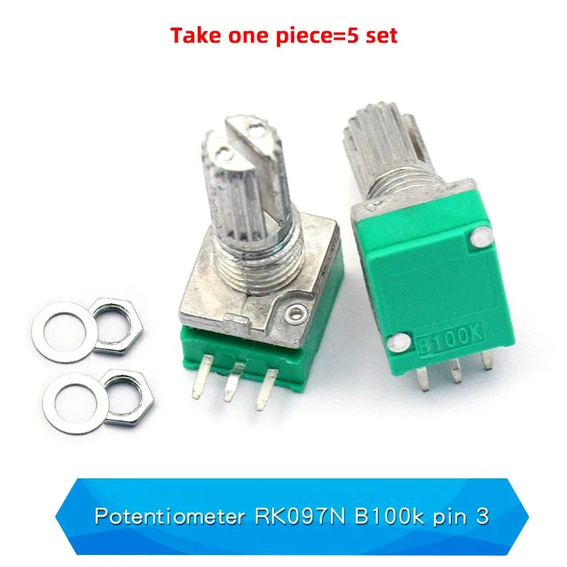 5PCS RK097NS G Single Double Potentiometer B5K/10K/20K/50K/100K Power Discharge Bit Speaker Audio