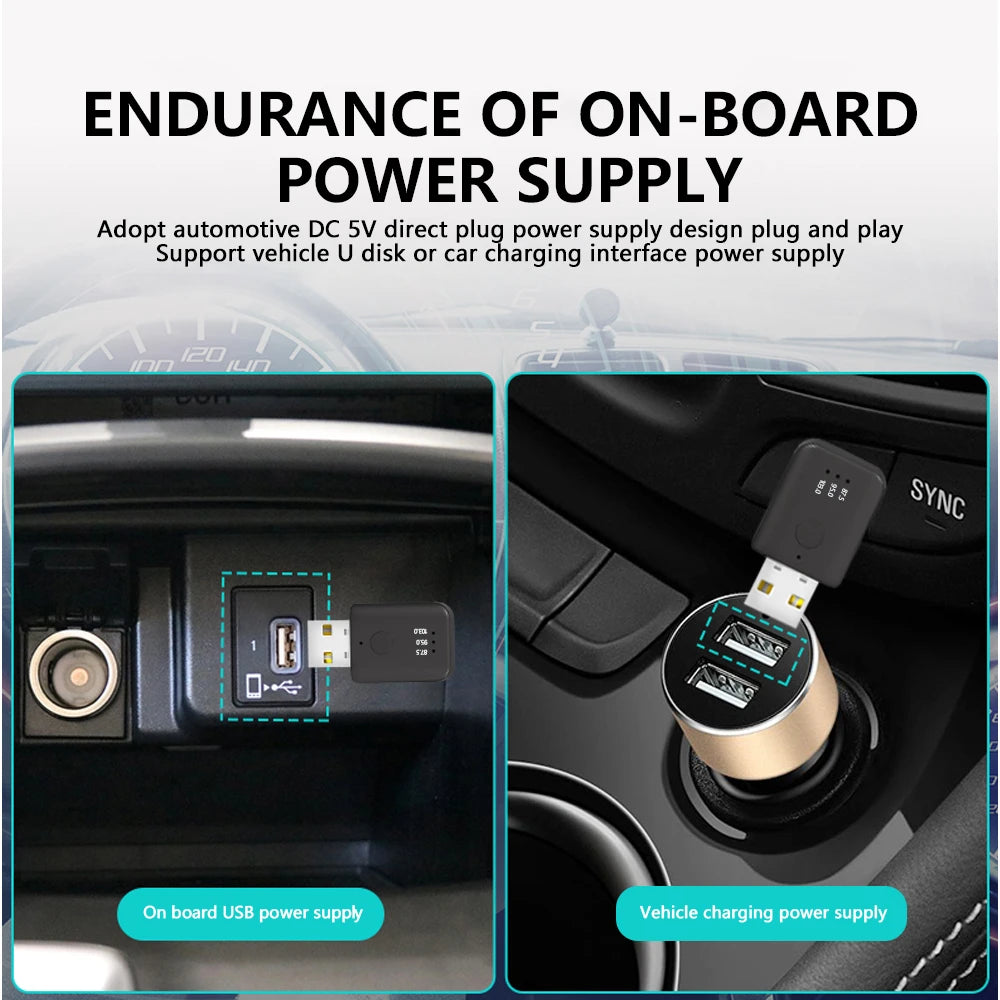 T50 Car Bluetooth 6.0 10M Transmitter Receiver Handsfree Call Mini USB Power Car Kit Auto Wireless Audio for Car Music Fm Radio