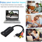 USB 2.0 Video Capture Card HD/AV/3RCA/S Video VHS Analog to Digital Converter USB Capture Card Device for Hi8 DVD VCR PS3 PS4
