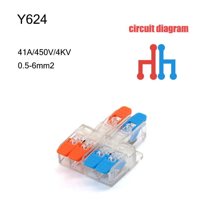High Power 6mm² Fast Wire Electrical Connectors Universal Compact Splitter Push-in  Cable Wire Connector Fast Terminal Block