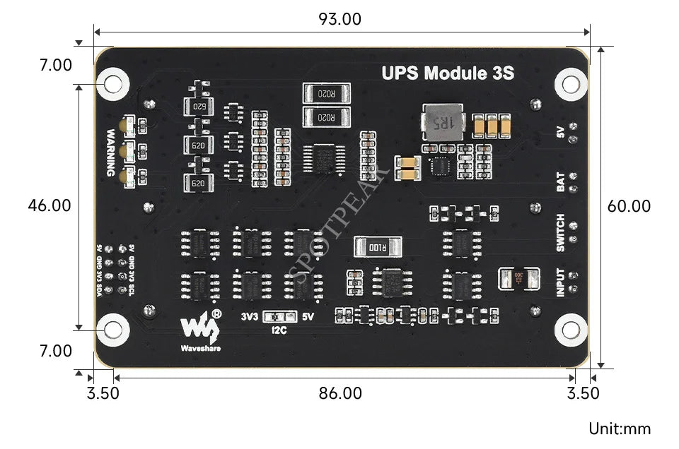 Raspberry Pi 5 UPS 5V5A Power Supply Expansion Board I2C Uninterruptible Power Module Also Anti-reverse connection For Pi4B