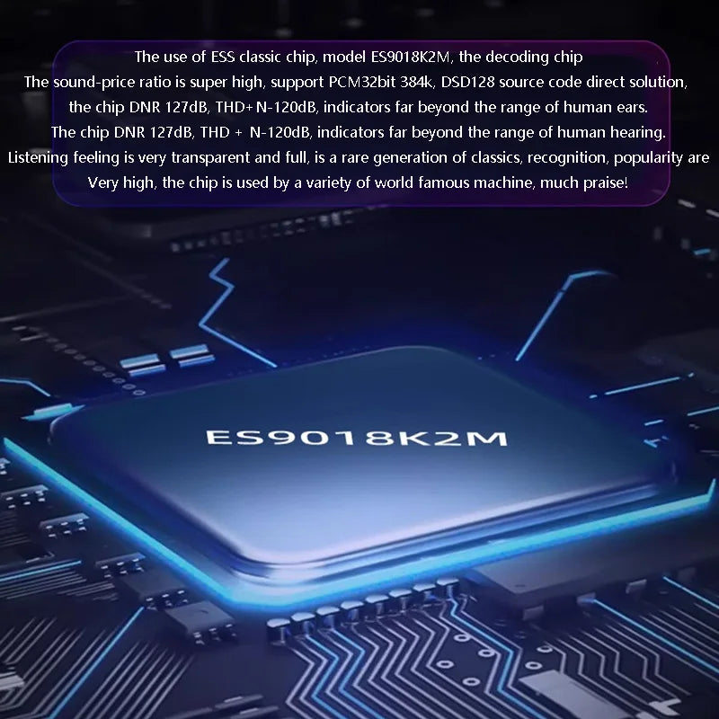 Headphone Decoding Amplifier ES9018K2M DAC DSD128 PCM32BIT 384KHz Lossless Decoding Headphone Amplifier MAX97220 Chip