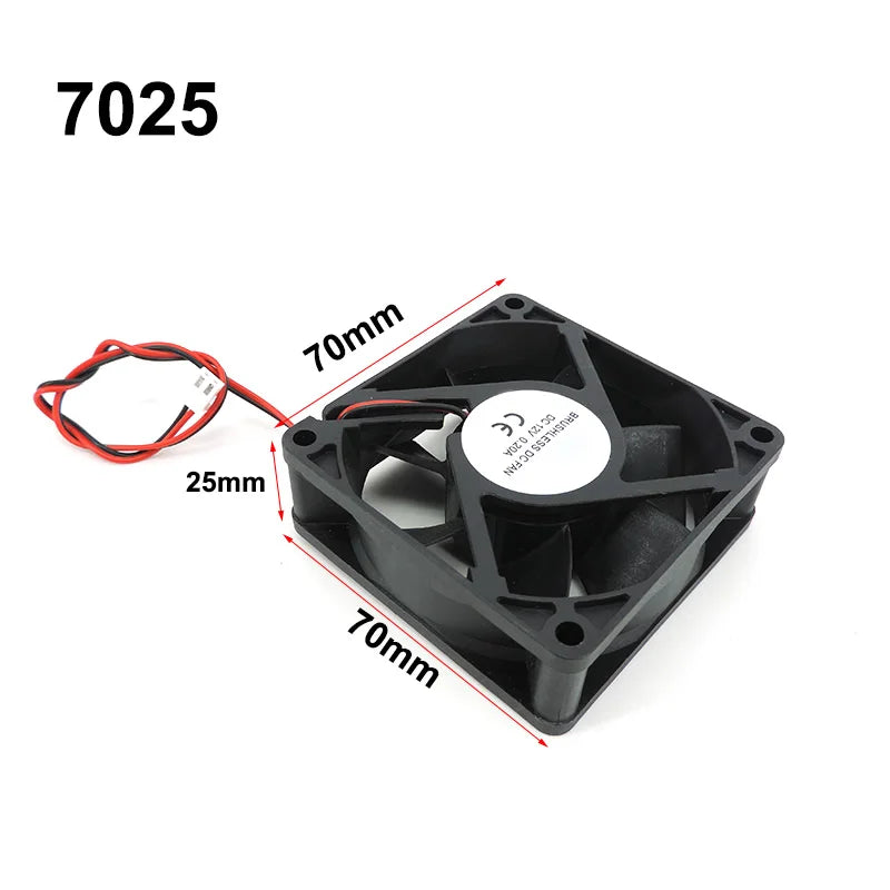 7025 70MM 70*70*25MM DC 5V 12V 24V Cooling Fan Comptuter CPU Cooling Fan Case 2pin