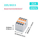 1PCS Wire Electrical Connectors PTFIX 2.5mm Wire Merging And Branching Device Push-in Terminal Block Connector Mount On Din Rail