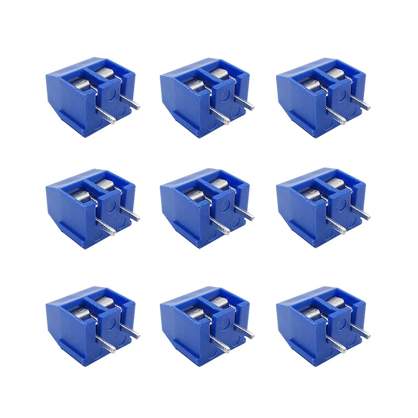 20/50Pcs KF301 KF301-5.0-2P 3P 4P 5.0mm Pitch Straight Pin Screw PCB Terminal Block Connector Splicable Plug-in Terminals Blue