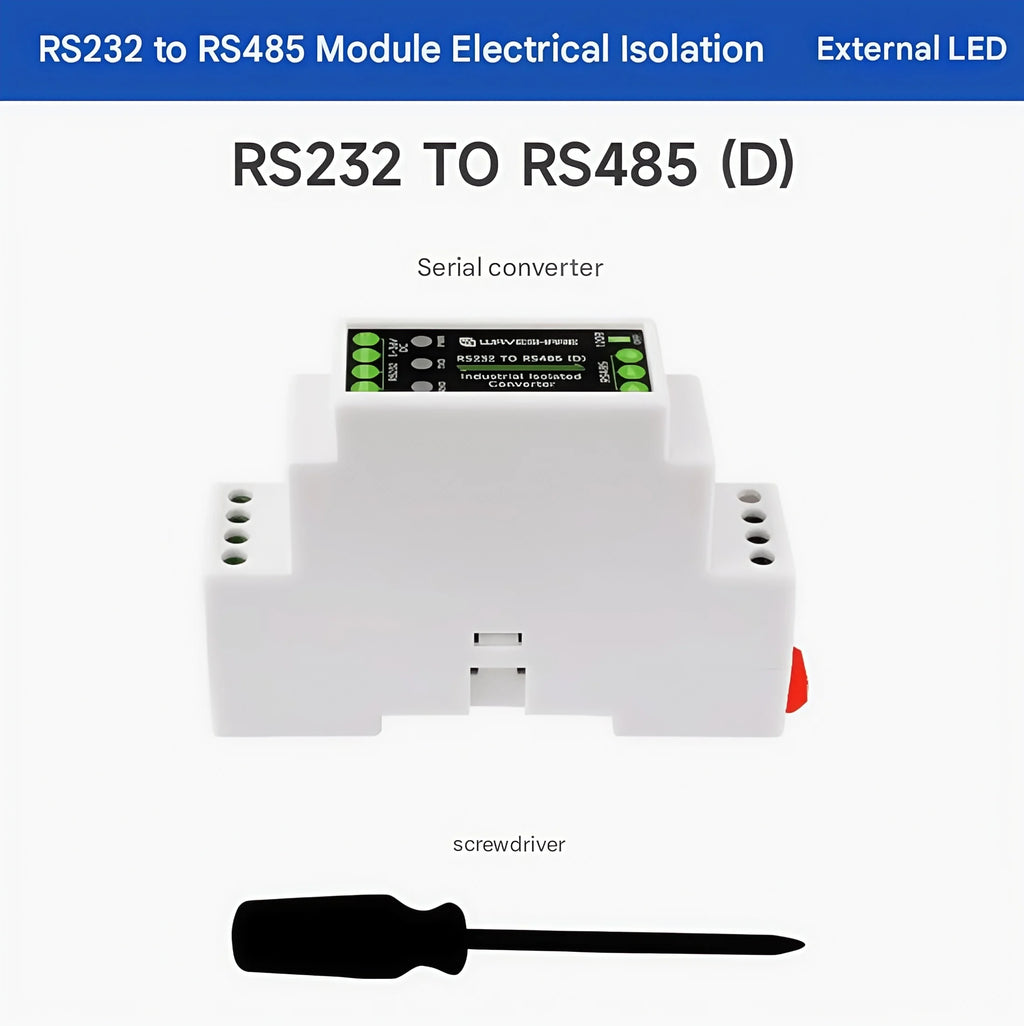 DIN-rail RS232 to RS485 serial communication converter module Active digital isolation Industrial communication