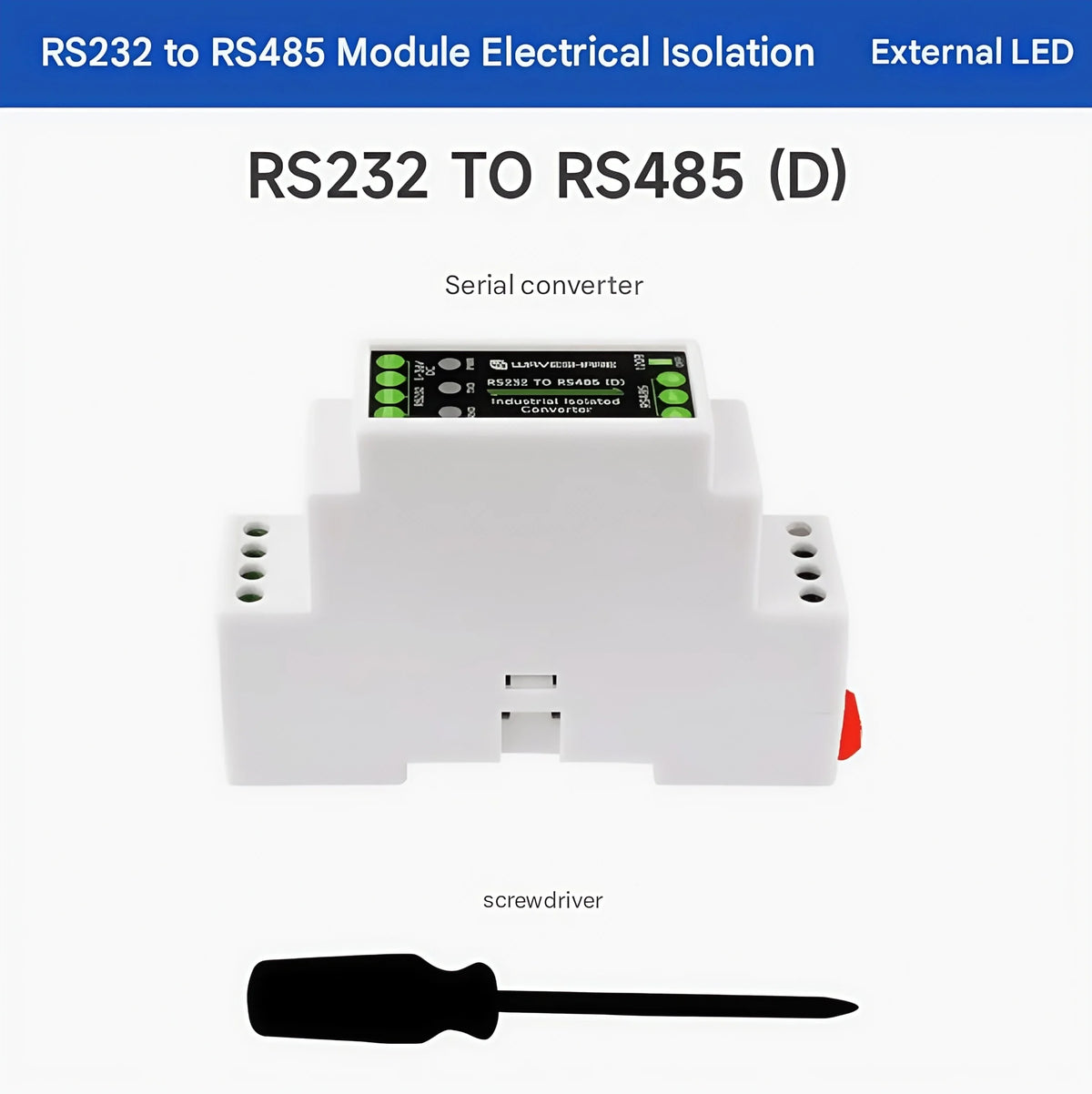 DIN-rail RS232 to RS485 serial communication converter module Active digital isolation Industrial communication