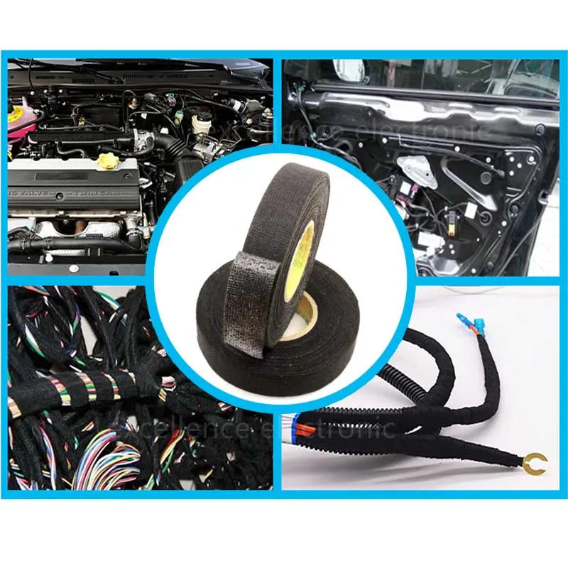 Automotive Wiring Loom Tape, Heat Resistant Cloth Fabric Harness Tape, Car Cable Protection Wrap, 9/19/25/32mm x 15M