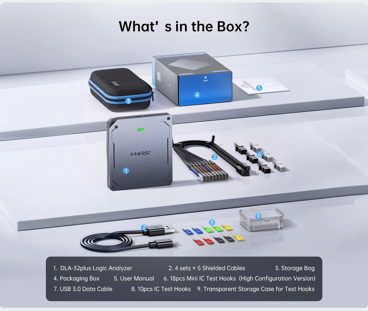 FNIRSI USB Logic Analyzer 16/32 Channels USB3.0 Protocol Debug Protocol Decoding Software 1GHz Sample Rate Digital Analyzer Tool