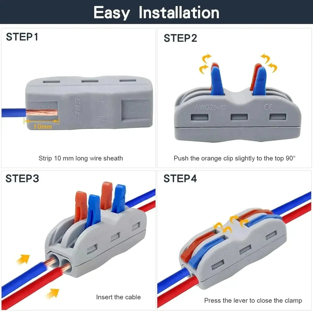 10 pcs Lever Wire Connectors Quick Wiring Cable Connector Splicing Wire Connectors Push-in Conductor Screw Terminals Block