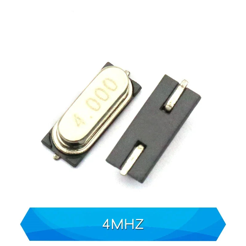 10PCS 4Mhz 6Mhz 8Mhz 12Mhz 11.0592MHZ 14.318MHZ 16MHZ 20MHz 24MHZ 25MHZ SMD Quartz Crystal Resonator Passive Oscillator HC49S