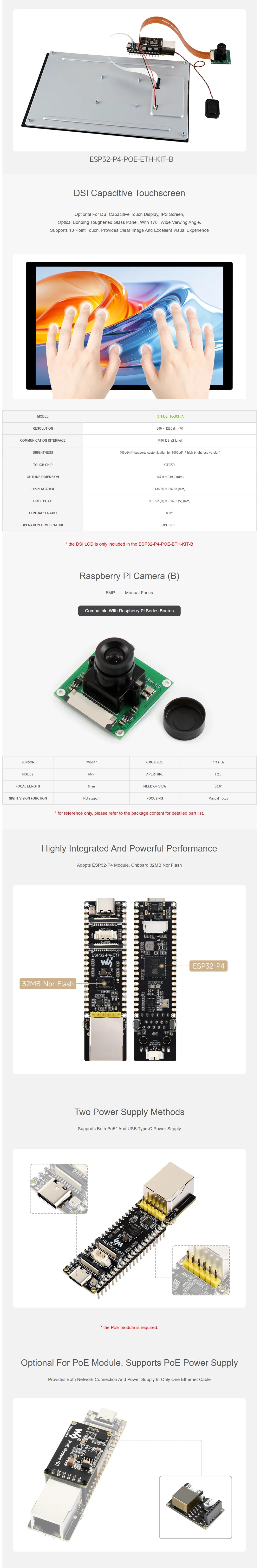Waveshare ESP32-P4-ETH High-Performance Development Board, Based On ESP32-P4, With 100 Mbps RJ45 Ethernet Port