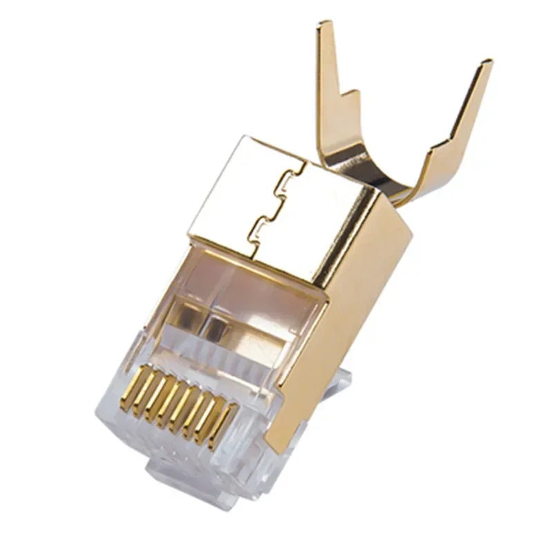 Cat8 Ethernet Plug RJ45 Connector 8P8C Modular Termination Shielded 1.5mm Large Pin Hole For Cat 8 23AWG LAN Networking Cable