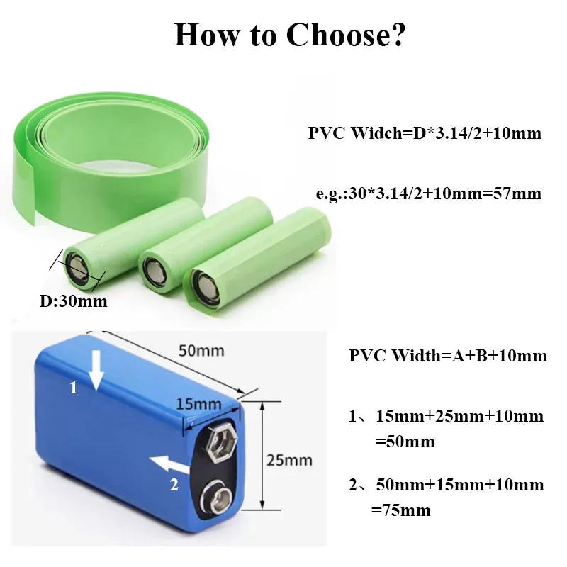 1 Meter Blue PVC Heat Shrink Tube Pack 18650 Lipo Battery Width 17mm ~ 350mm Insulated Film Wrap lithium Case Cable Sleeve