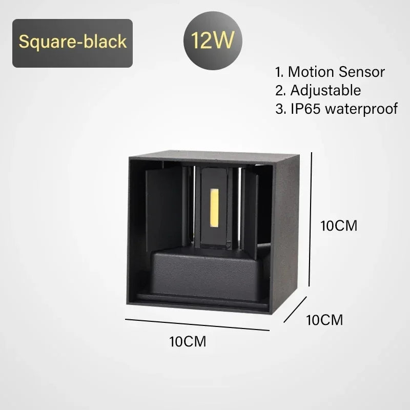 Motion Sensor Outdoor LED Wall Light LED Wall Sconce Square Waterproof IP65 Porch Garden Wall Lamp Exterior Lighting Fixture