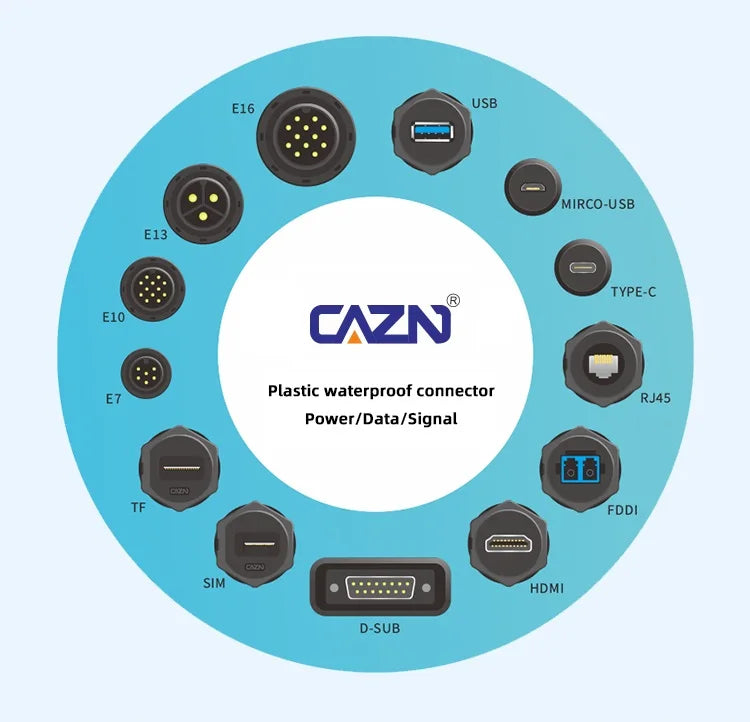 CAZN Plastic Straight Angled Male Female Circular Connectors E10 Waterproof Bayonet Connector 2-12 Pin with Unshielded PVC Wire