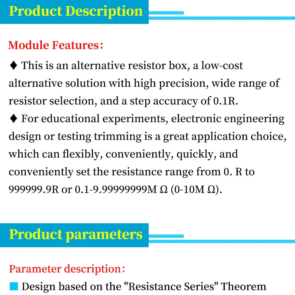 0.1R - 9999999R Programmable SMD Resistor Slide Resistor Board Step Accuracy 1R 1% 1/2 W Module