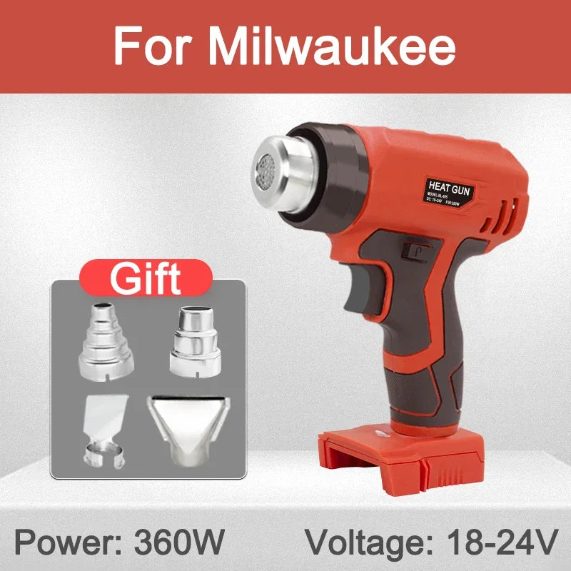 Portable Heat Gun Cordless Electric Heat Gun with 4 Nozzle For Makita/Dewal/Milwaukee/Bosch/Black Decke 18V 20V Li-ion Battery